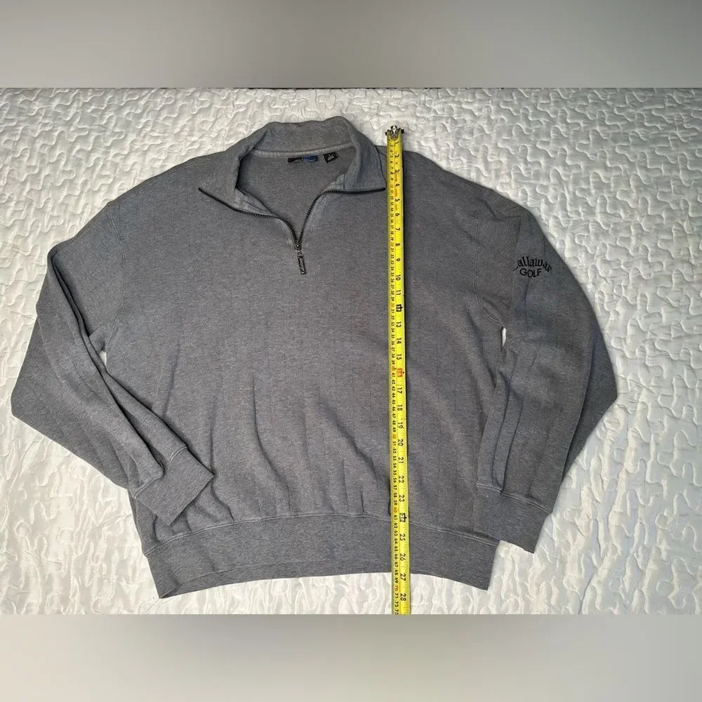 Callaway Golf Men’s Large Quarter-Zip Pullover Sweater 100% Cotton Gray
